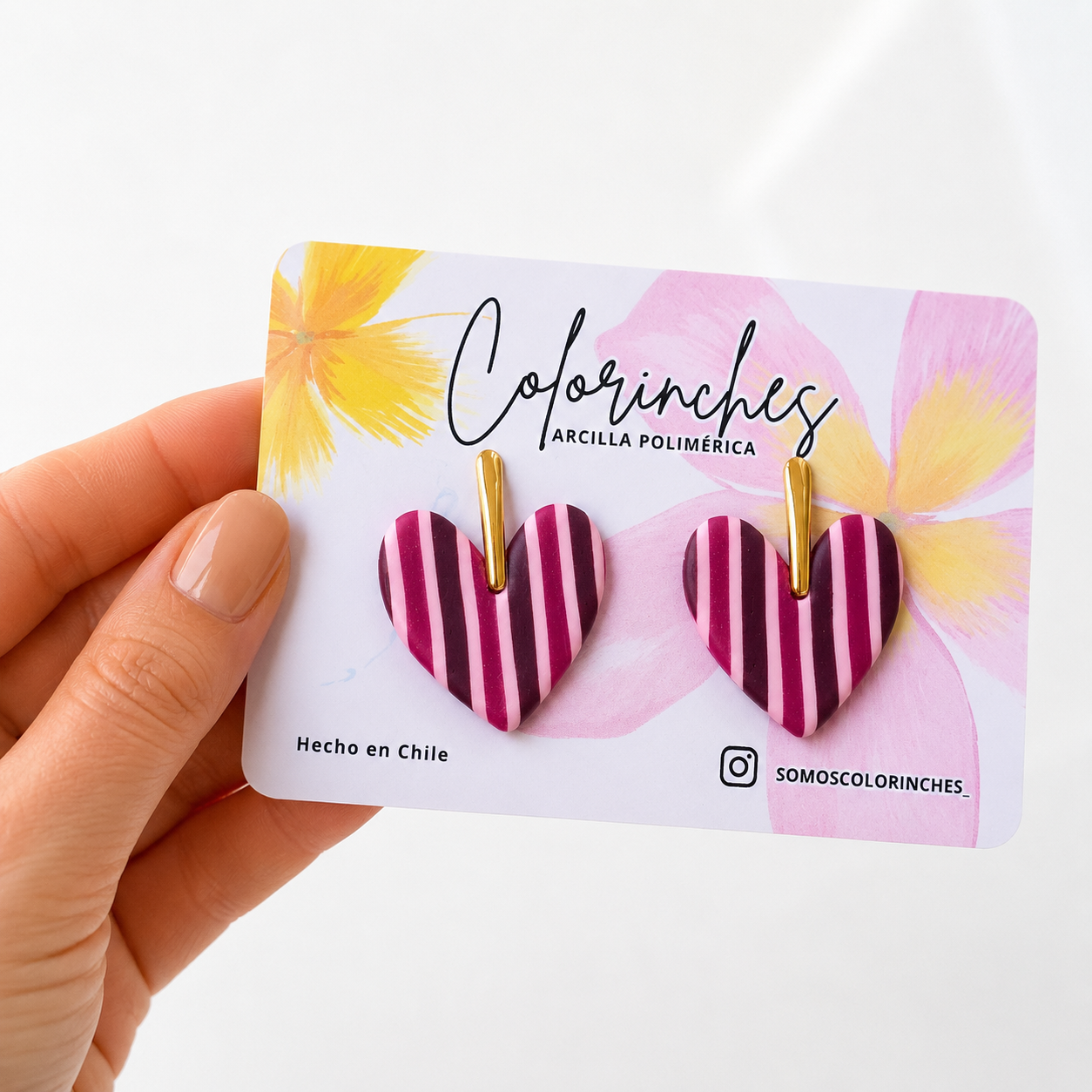 Corazón de melón líneas rosa/burdeo/ palo rosa